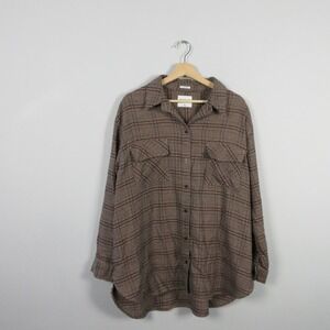 Abercrombie Fitch Oversized Plaid Flannel Shirt Soft A&F Collection XL Brown Red